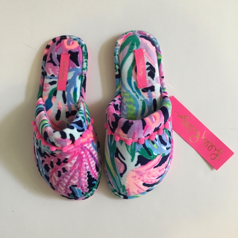 Lilly Pulitzer Clara Velour Slippers sz 5/6